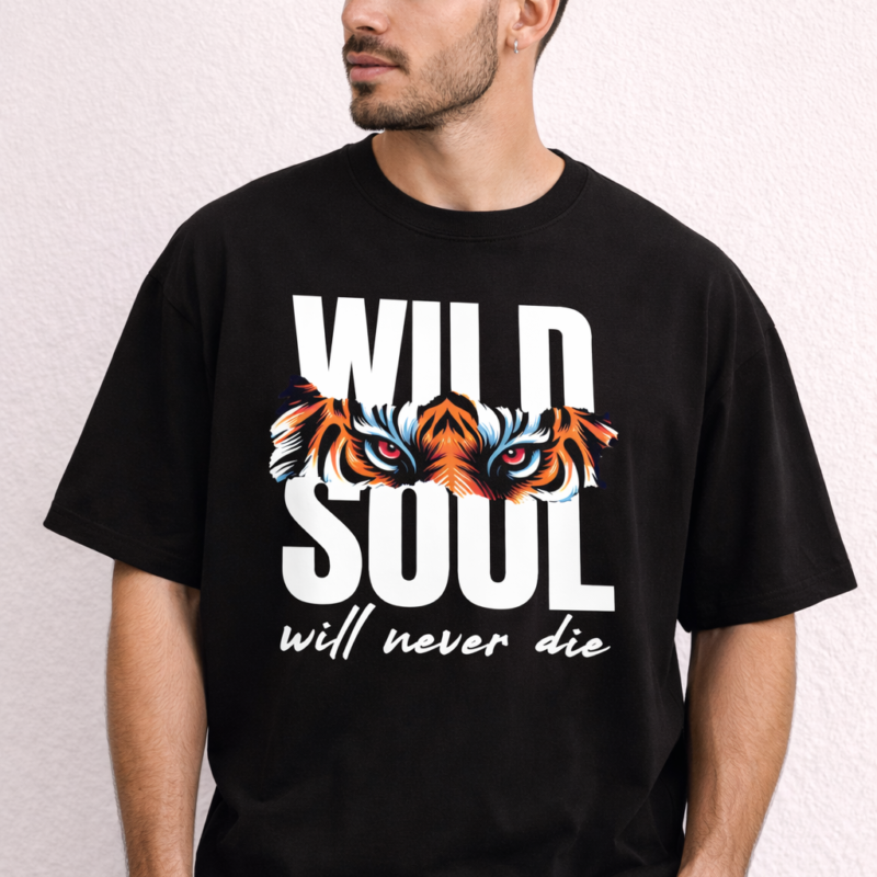 Wild Soul Oversized Black T-Shirt for Men | Premium Cotton Streetwear Tee