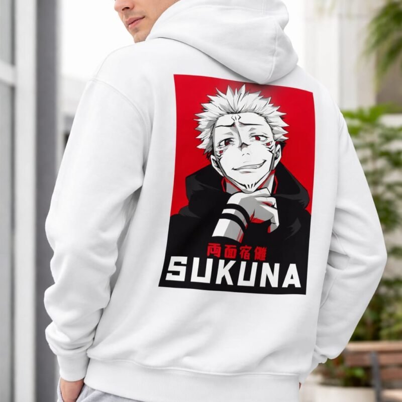 Anime Villain Power Hoodie – White Oversized Edition