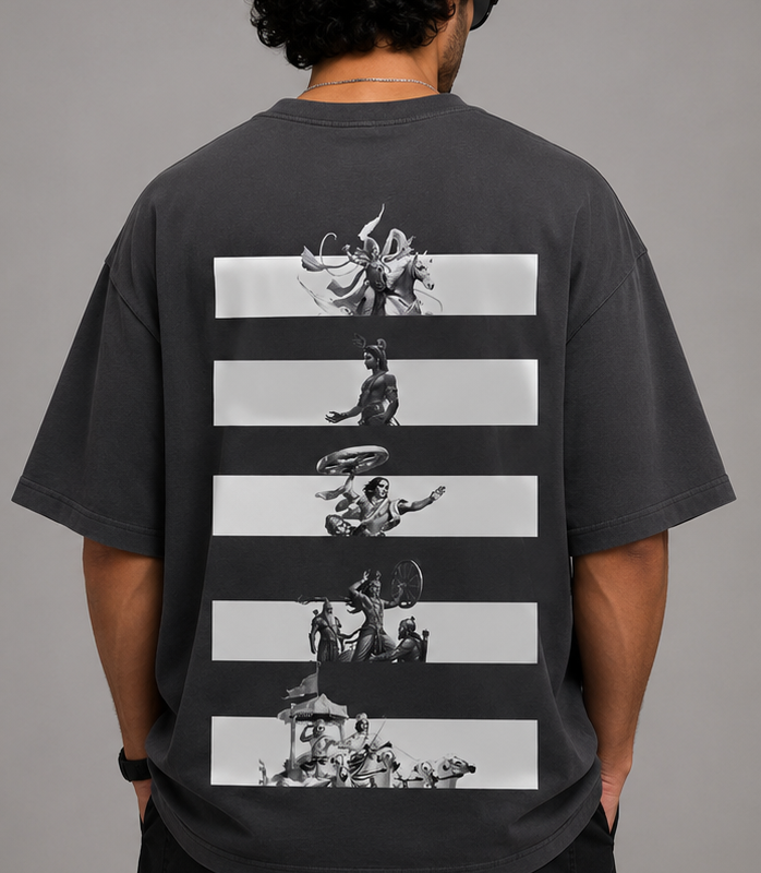Divine Journey Mythology Oversized T-Shirt (Charcoal Grey)