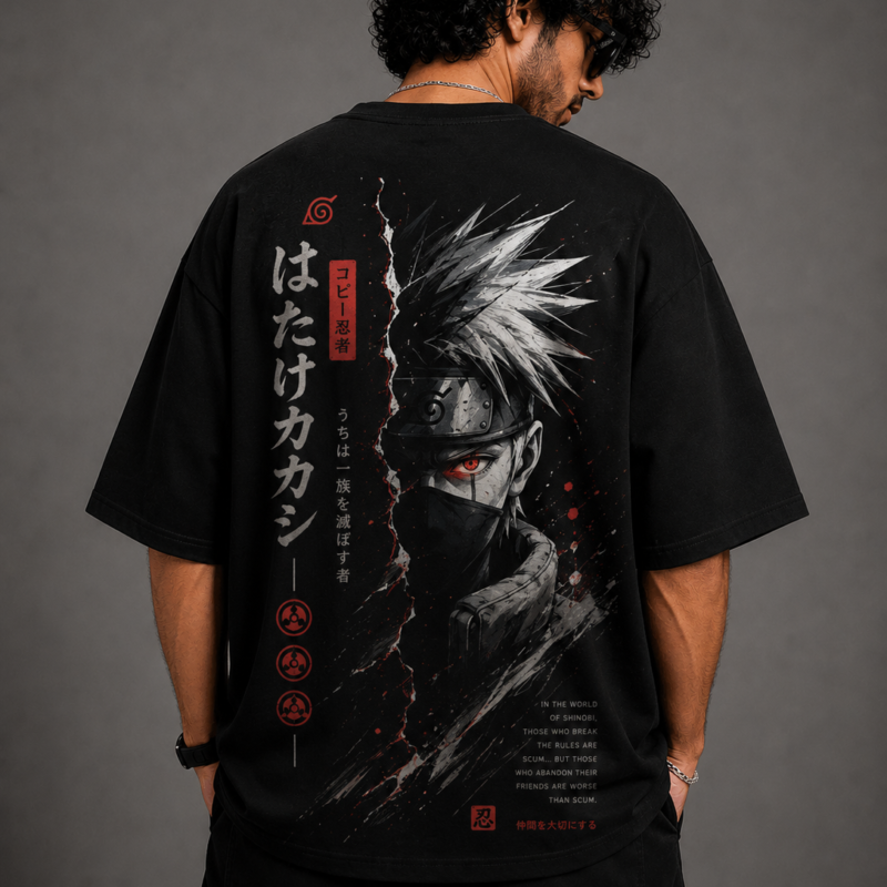 Kakashi Shadow Back Print Oversized T-Shirt