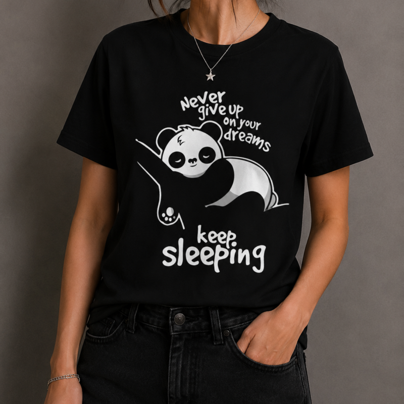 Keep Sleeping Panda Graphic Black Women's T-Shirt