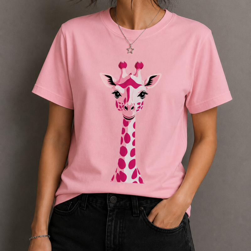 Pink Giraffe Graphic Women's Cotton T-Shirt