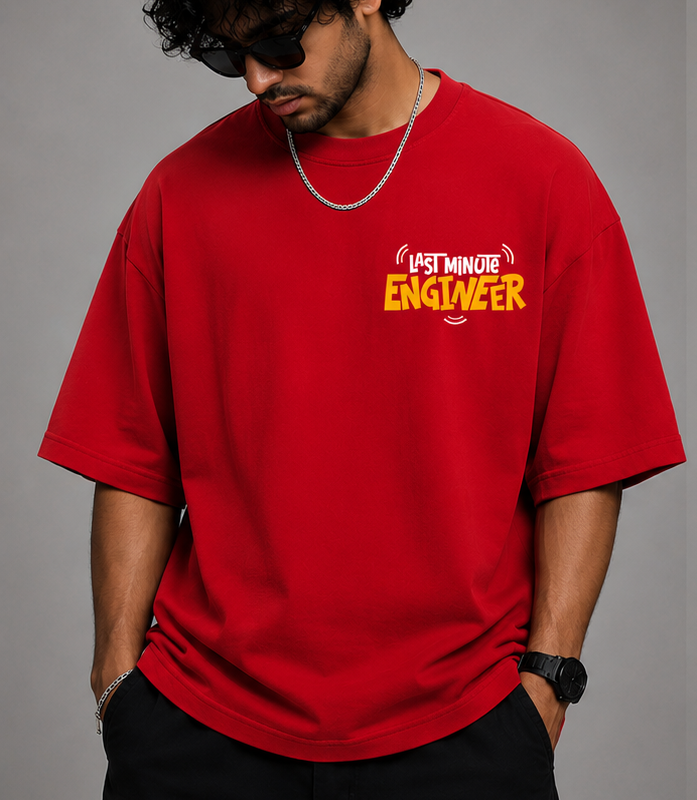 Last Minute Engineer Oversized T-Shirt (Red)